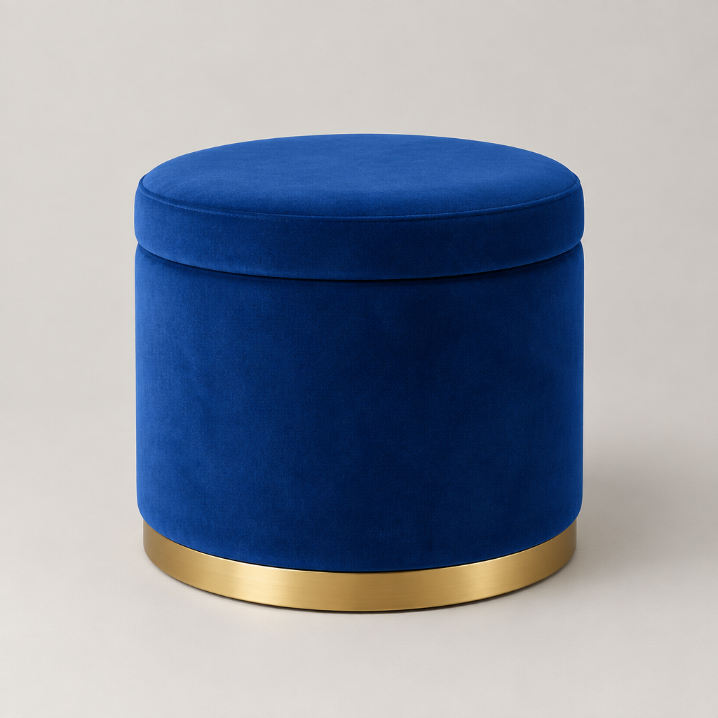Velvet Storage Ottoman